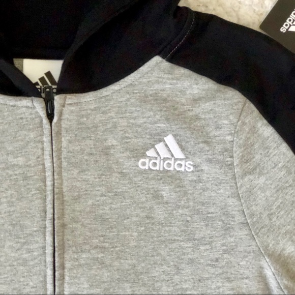 Adidas Gray Black Zip Up Hoodie Boys New Tag - Picture 4 of 8